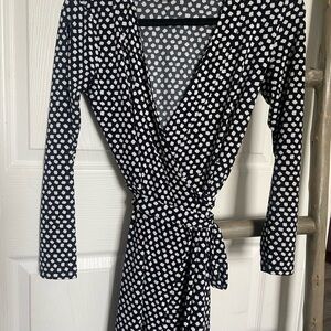 Greyson Black and White Long Sleeve Wrap Dress